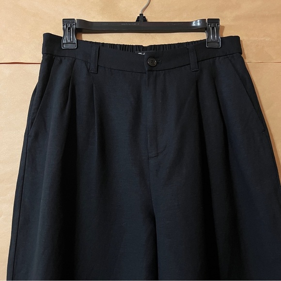 Madewell The Tailored Tapered Pants Linen Blend Barrel Leg Trousers Black Size 6 - Picture 4 of 11
